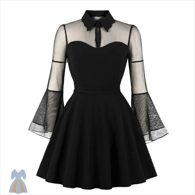 Robe Noir Victorienne Courte