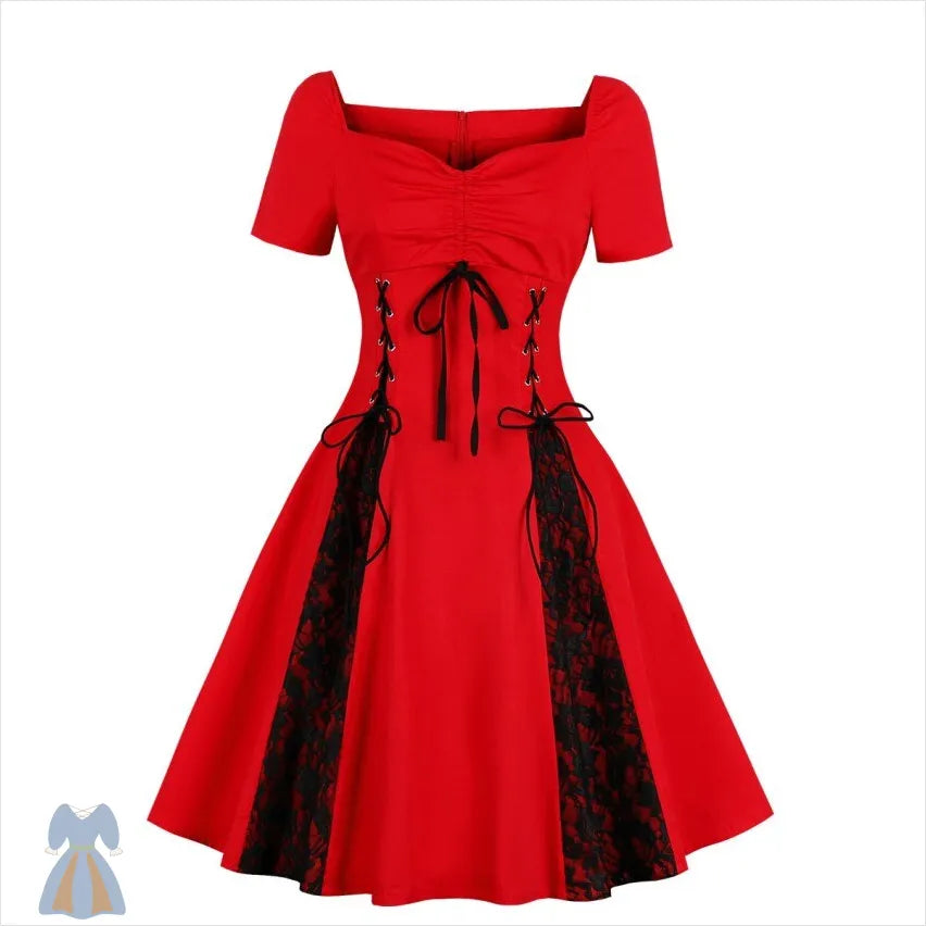 Robe Victorienne Noir et Rouge