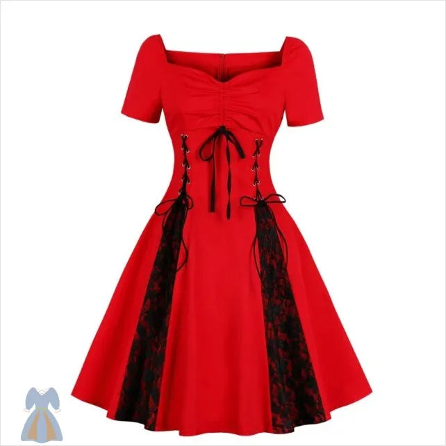 Robe Victorienne Noir et Rouge