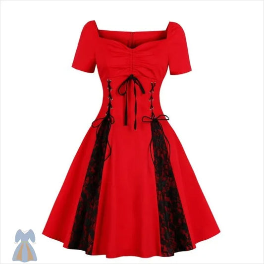 Robe Victorienne Noir et Rouge